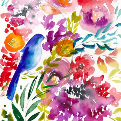 Pássaro com motivos florais vibrantes de Christine Lindstrom