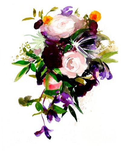 Ramo de flores em aquarela com cores vibrantes de Christine Lindstrom