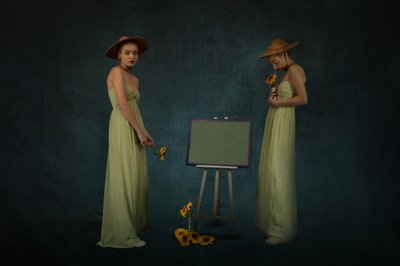 Mulheres Elegantes e Girassóis de Christine von Diepenbroek
