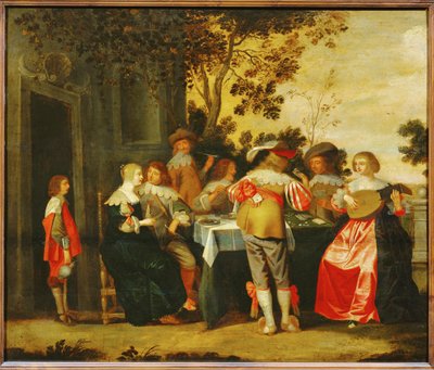 Le Jeu. Jantar com músicos ... (pintura sobre tela) de Christoffel Jacobsz van der Lamen