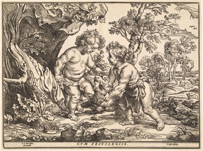 O Menino Jesus e São João Brincando com o Cordeiro de Christoffel Jegher after Sir Peter Paul Rubens