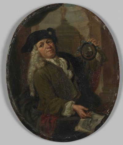 Retrato de Arnoud van Halen (1673-1732). Pintor, gravador, poeta e colecionador em Amsterdã de Christoffel Lubienitzki (copy after)