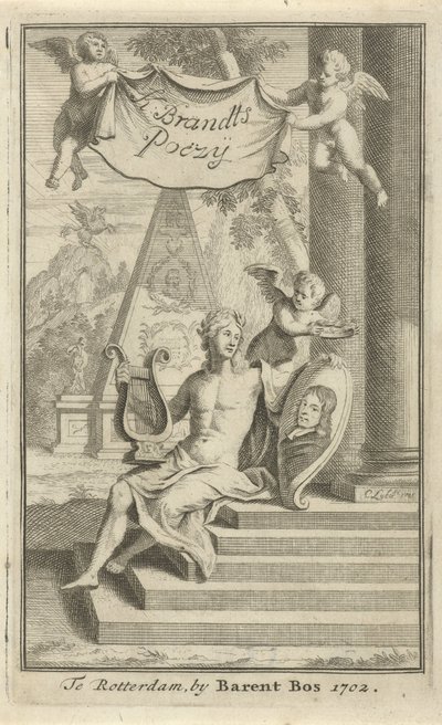 Apollo com retrato de Caspar Brandt
Página de título para: K. Brandt, Poesia, 1705 de Christoffel Lubienitzki