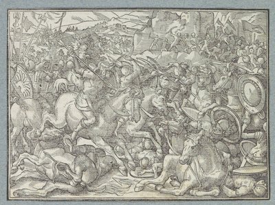 Batalha da parede de pedra Batalha dos israelitas contra os benjamitas de Christoffel van Sichem (I)