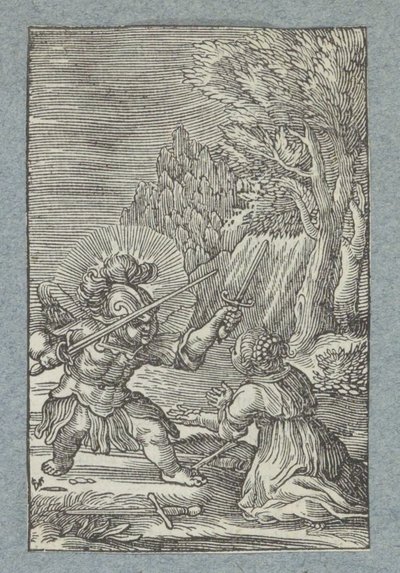 A criança rende-se ao anjo vestido de cavaleiro
Pia Desideria (título da série) de Christoffel van Sichem (II)