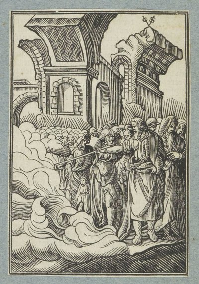 Moisés divide a água com o seu bastão de Christoffel van Sichem (II)