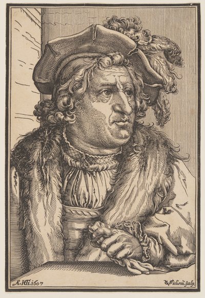 Homem com chapéu emplumado de Christoffel van Sichem I