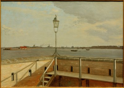 Vista da fortaleza Trekroner em Copenhague à distância de Christoffer Wilhelm Eckersberg