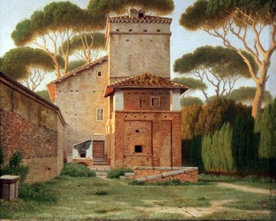 A casa do portão no parque da Villa Borghese, Roma de Christoffer Wilhelm Eckersberg