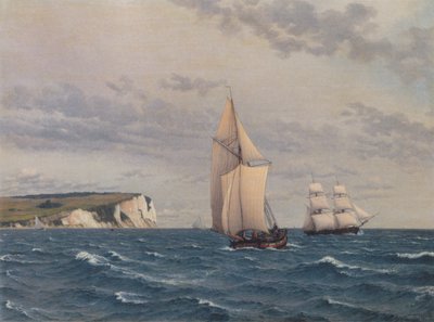 A parte sul das falésias de Møn vista do mar. de Christoffer Wilhelm Eckersberg