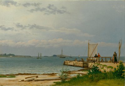 Vista para Koster a partir do cais em Kallehave de Christoffer Wilhelm Eckersberg