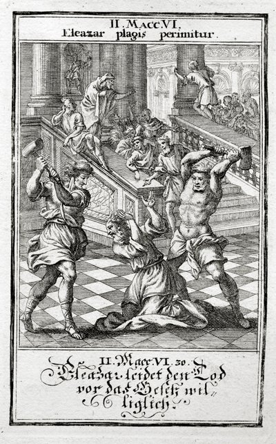 Eleazar aceita de bom grado a pena de morte, Maccabees 1695 de Christoph Weigel
