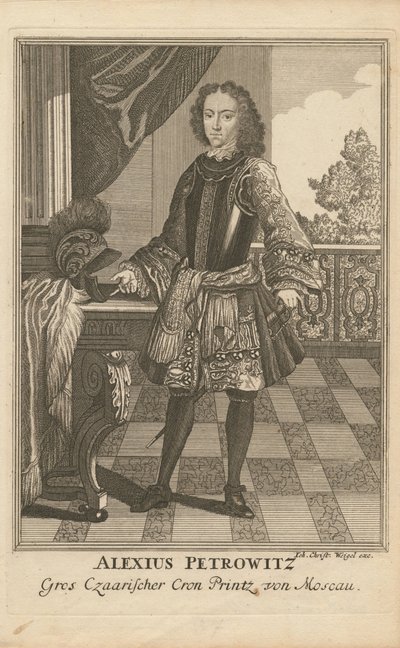 Retrato do czarevich Alexei Petrovich da Rússia 1690-1718, 1710 de Christoph Wiegel