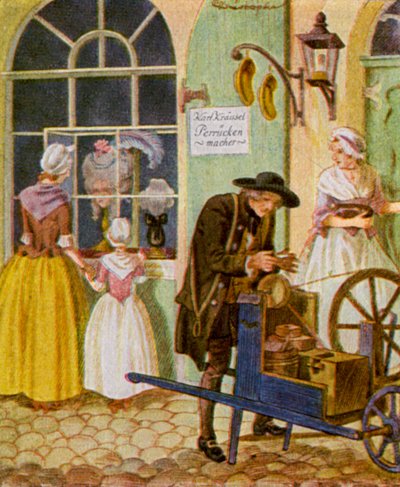 Scherenschleifer / Moinho de tesoura (litografia a cores) de Christophe (1856-1945)