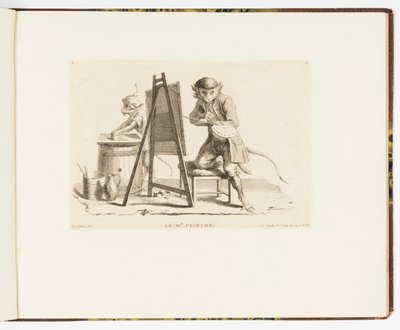 Placa 11, O Mestre Pintor, Truques de Macacos ou Diferentes Ações da Vida Humana Representadas por Macacos de Christophe Huet