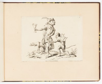 Placa 4, La Ptisanier (A Vendedora de Chá de Ervas), Travessuras de Macacos ou Diferentes Ações da Vida Humana Representadas por Macacos de Christophe Huet
