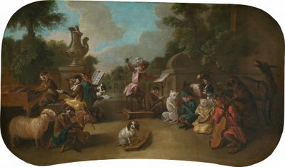 Singerie: O Concerto, c.1739 (óleo sobre tela) de Christophe Huet