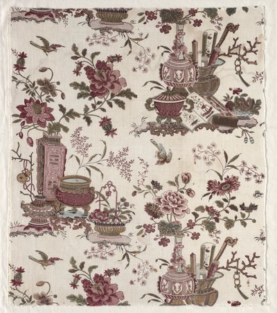 Fragmento de algodão estampado em xilogravura de Christophe Philippe Oberkampf