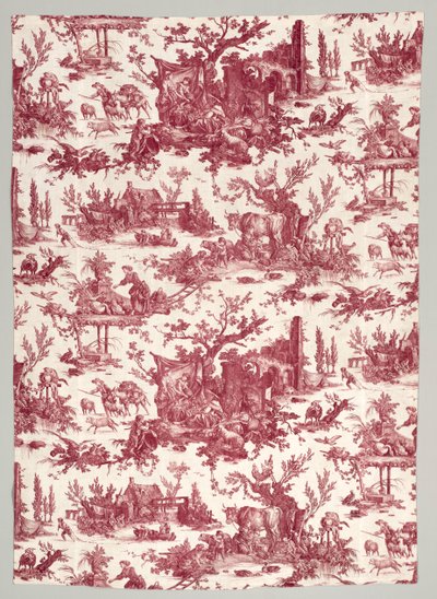 Tira de Algodão Impresso em Cobre com Desenho Les plaisirs de la ferme, 1785-1790. de Christophe Philippe Oberkampf
