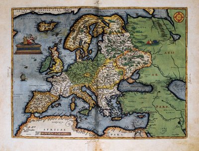 Mapa da Europa. 1588 (gravura colorida) de Christophe Plantin