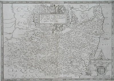 Mapa de Suffolk, gravado por William Web de Christopher (after) Saxton