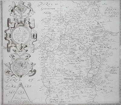 Mapa de Wiltshire, gravado por William Web, publicado em 1645 (gravura) de Christopher (after) Saxton
