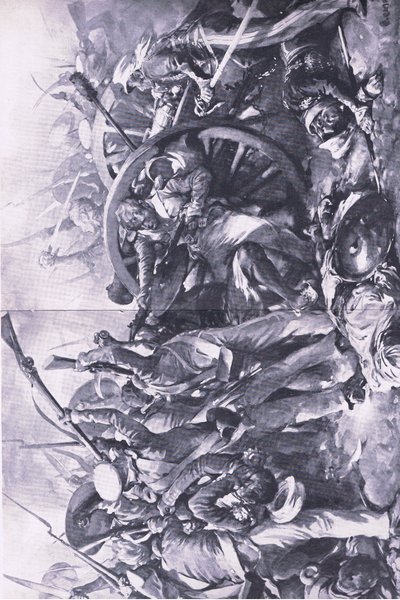 A Batalha de Meanee, 17 de fevereiro de 1843: A luta contra as armas, ilustração das Batalhas Britânicas na Terra e no Mar, 1915 de Christopher Clark