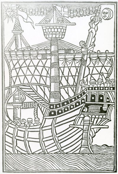 Uma Caravela da "História Geral das Índias" 1547 de Christopher Columbus