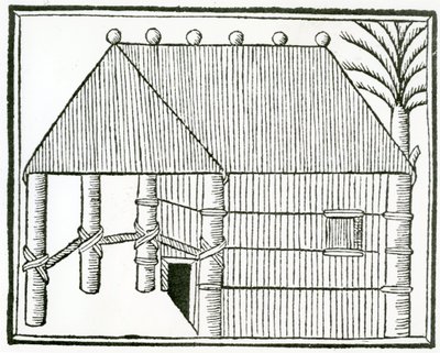 Uma Habitação Indiana da "História Geral das Índias" 1547 de Christopher Columbus