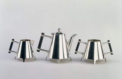 Conjunto de chá da tarde, feito por James Dixon & Sons, Sheffield, projetado c.1881 (prata galvanizada) de Christopher Dresser