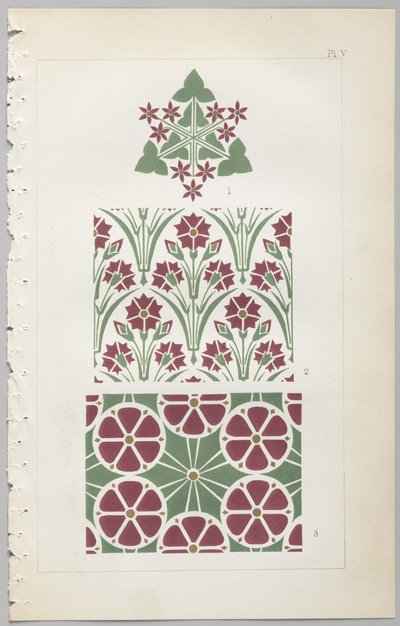 A arte do design decorativo: com um apêndice, dando as horas do dia em que as flores abrem, publicado pela Day & Son, Londres, 1862 de Christopher Dresser