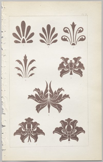 A arte do design decorativo: com um apêndice, dando as horas do dia em que as flores abrem, publicado pela Day & Son, Londres, 1862 de Christopher Dresser