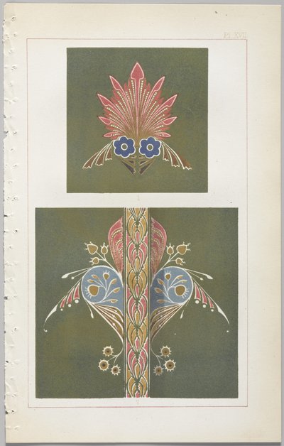 A arte do design decorativo: com um apêndice, dando as horas do dia em que as flores abrem, publicado pela Day & Son, Londres, 1862 de Christopher Dresser