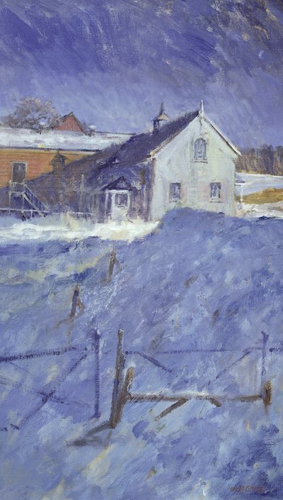 inverno em Silver Lodge (óleo sobre tela) de Christopher Glanville