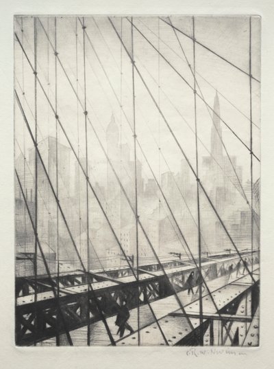 Olhando pela ponte do Brooklyn de Christopher Richard Wynne Nevinson