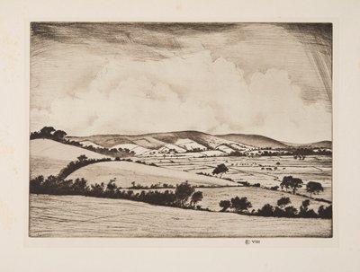 Um vale em South Downs, pub. 1925. de Christopher Richard Wynne Nevinson