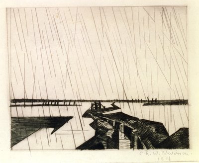 Uma trincheira inundada no Yser, 1916 (ponto seco) de Christopher Richard Wynne Nevinson