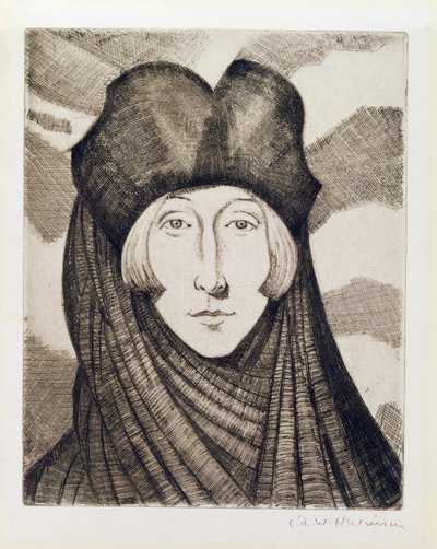 Edith Sitwell (1887-1964) 1927 (gravura e ponto de secagem) de Christopher Richard Wynne Nevinson