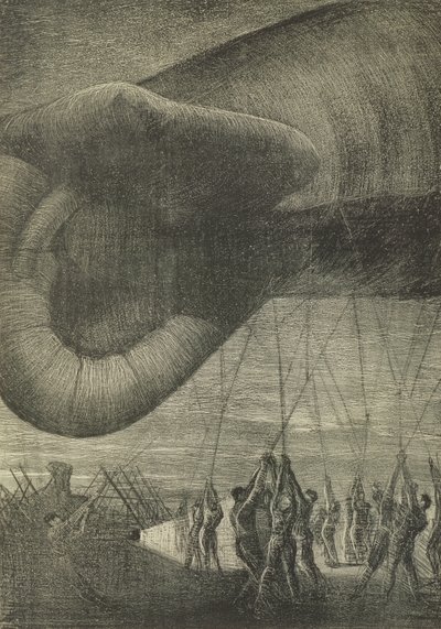 Transportando um balão de observação à noite, 1918 de Christopher Richard Wynne Nevinson