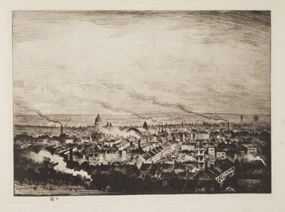 Londres vista da Colina do Parlamento, pub.1923 (gravura) de Christopher Richard Wynne Nevinson