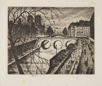 Notre Dame, os cais de Paris, pub.1931 (gravura) de Christopher Richard Wynne Nevinson