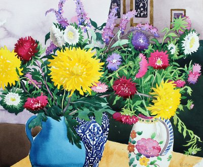 Interior com ásteres (aquarela sobre papel) de Christopher Ryland