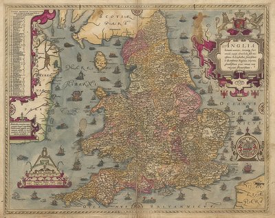 Anglia: Inglaterra e País de Gales. 1579 de Christopher Saxton