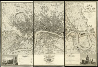 Mapa de Londres, a partir de um levantamento real efectuado em 1824 de Christopher and John (fl.1821 40) Greenwood