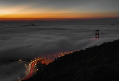 Noite de nevoeiro na Ponte Golden Gate de Chuanxu Ren