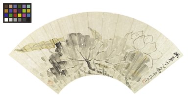 Flor de lótus e folhas (tinta e cores claras sobre papel) de Cining Zhang
