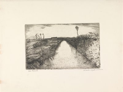 Paisagem com canal
Il canale col ponte in distanza (título sobre o objecto) de Cino Bozzetti