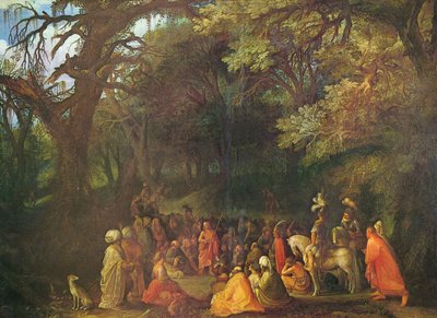 Alemão: Die Predigt Johannes des Täufers Pregação de João Batista de Circle of Adam Elsheimer