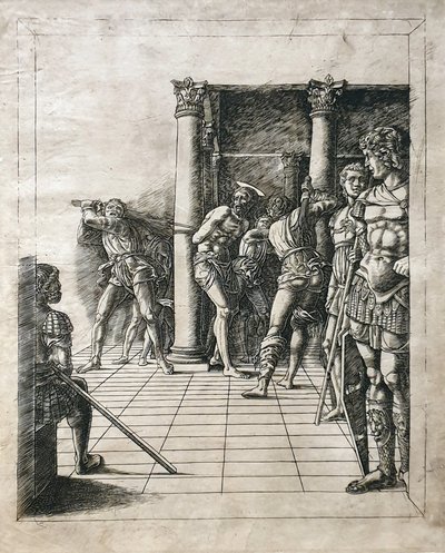 A Flagelação de Cristo de Circle of Andrea Mantegna