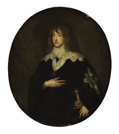 Retrato do Príncipe Carlos Luís, Eleitor Palatino (1617-1680) como Cavaleiro da Ordem da Jarreteira de Circle of Anthony van Dyck